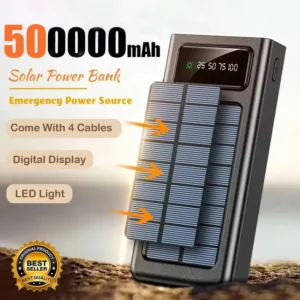 500000mAh Solar Power Bank Ultra Capacity USB 4 in1 CCC Fast Charging USB TypeC LED Light Outdoor For iPhone Samsung 2026