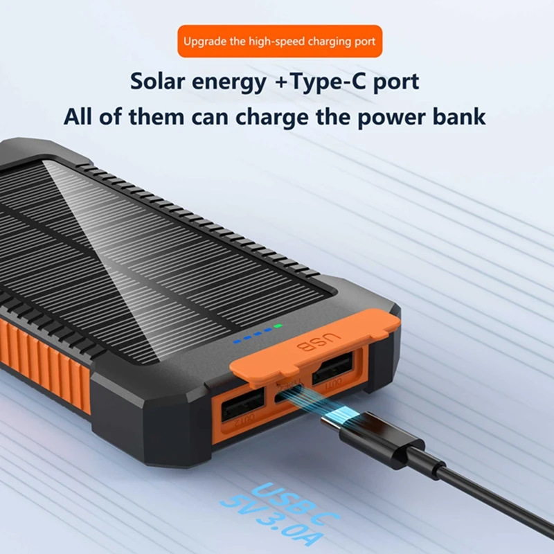 Lenovo 500000mah Solar Power Bank Portable Large Capacity Super Fast Charging Outdoor External Battery For Huawei Iphone Samsung - Image 2