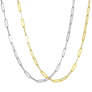 Polished Paper Clip Chain 2.5/2.7/4mm Stainless Steel Necklace Trendy Layering Choker Waterproof Jewelry Men And Women
