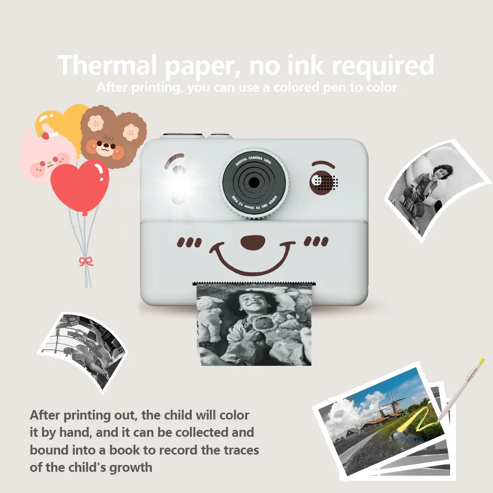 Kids Digital Camera With Instant Print Mini Printer 2.8inch Video Portable Thermal Instant Photo Print Kids Camera With Printer - Image 2