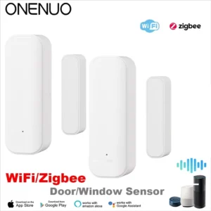 WiFi or Zigbee Window Door Sensor With AAA Battery Smart Home Security Alarm System Voice Control Via Alexa Google Home Smart