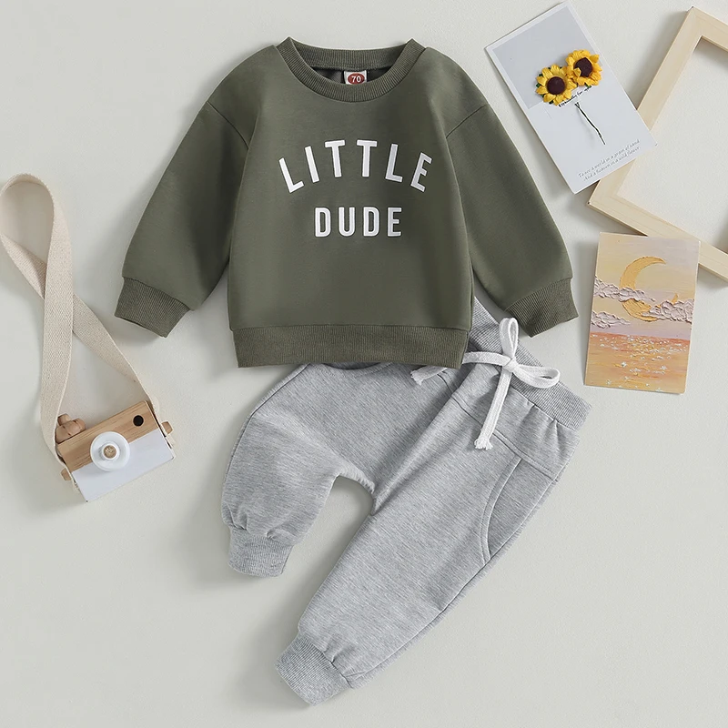 Citgeett Autumn Toddler Boys Fall Outfits Letter Print Long Sleeve Sweatshirts and Pants Spring Clothes Set - Image 2