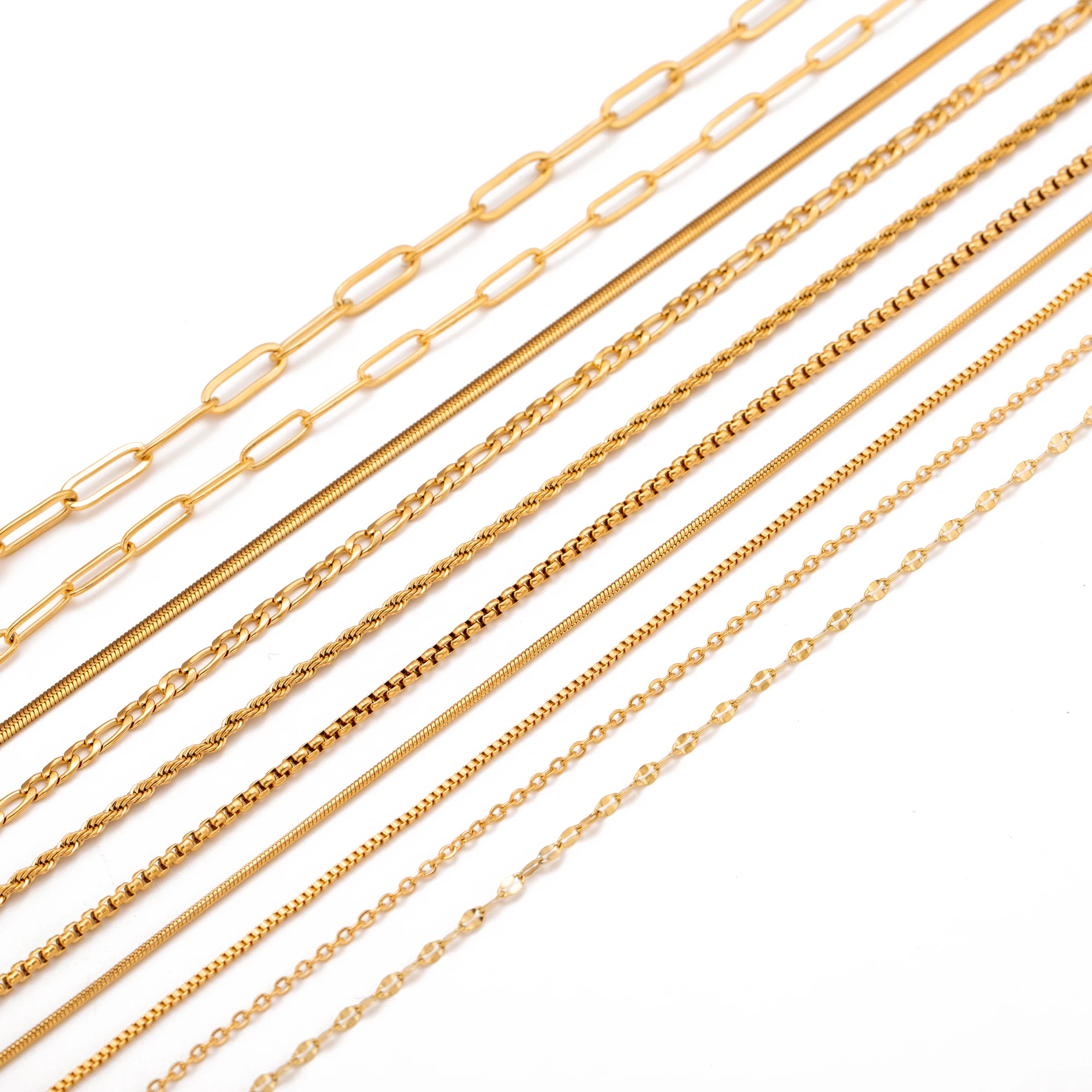 5pc 18K Gold Color PVD Plated Stainless Steel Cuba Cross O Ripple Twisted Chain Necklace Adjustable Chain DIY Necklace Wholesale - Image 6
