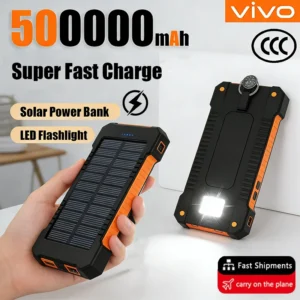 Vivo 500000mAh Solar Power Bank Large Capacity Super Fast Charging Outdoor Portable External Battery for iPhone Huawei Samsung