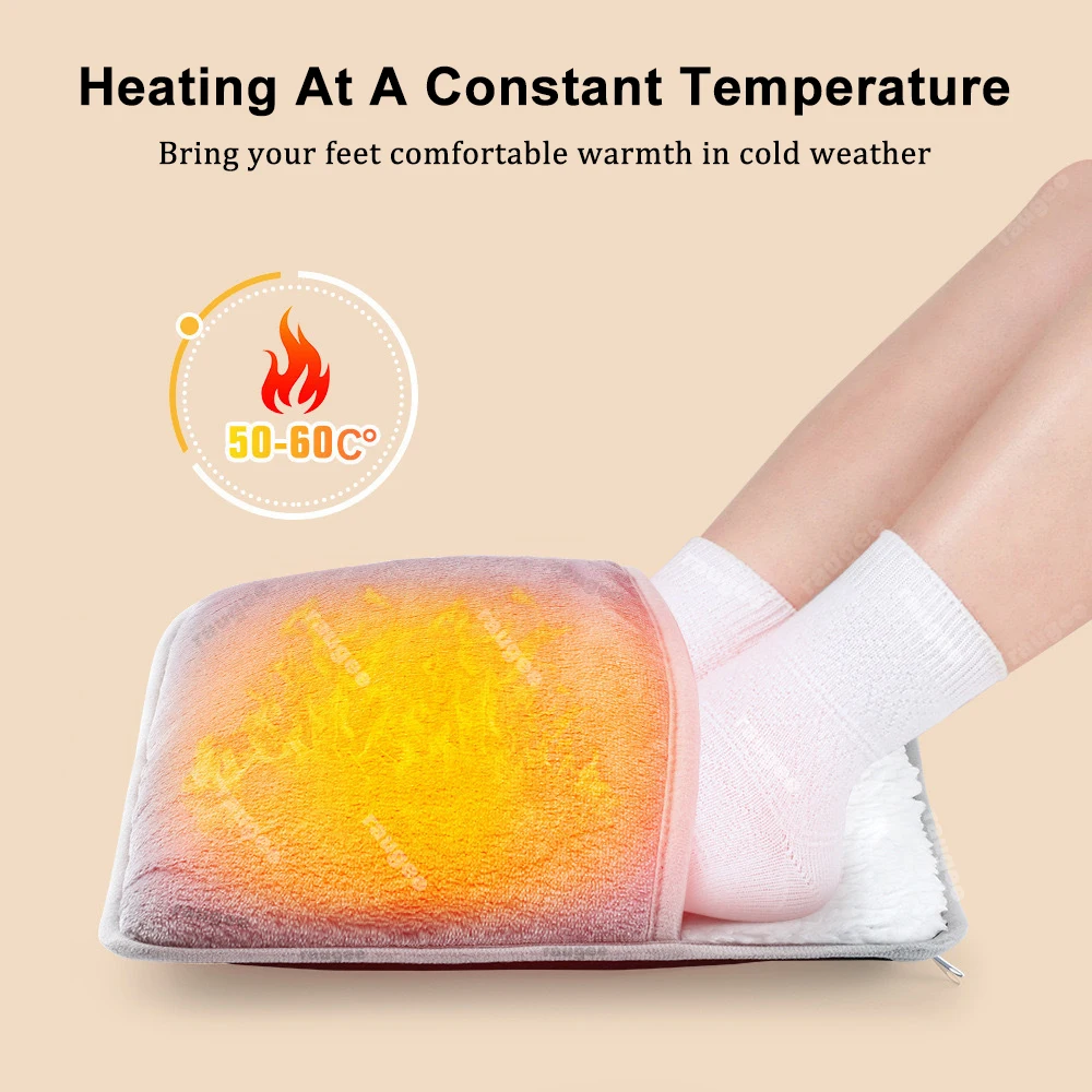 Foot Warmer USB Foot Heater Electric Foot Heating Pad Fast Heating Soft Plush Electric Foot Warmer for Home Heated Feet Warmer - Image 2