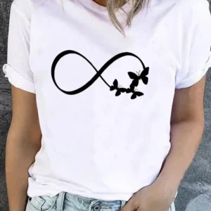 Clothes Women Butterfly Trend Lovely Cute Graphic Short Sleeve T-shirt Ladies Print T Shirt Fashion Basic Tee Top Clothing