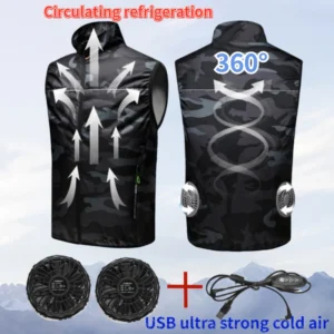 Summer Cool Vest Wearable Refrigeration Fan Vest Air Conditioner Clothes Outdoor Cooling Tactical Fishing Sleeveless Work Jacket