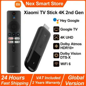2025 Xiaomi TV Stick 4K 2nd Gen, Google TV, WiFi 6 Portable Streaming Media, Netflix Google Assistant, Smart TV Dongle BT5.2