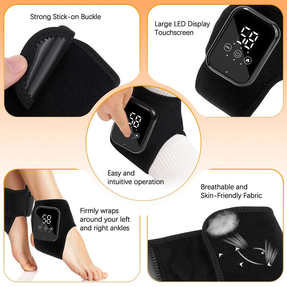 Electric Foot Heat Massager Hot Compress Vibration Health Care Ankle Massage Wrap for Joint Protection Ankle Support Brace - Image 4