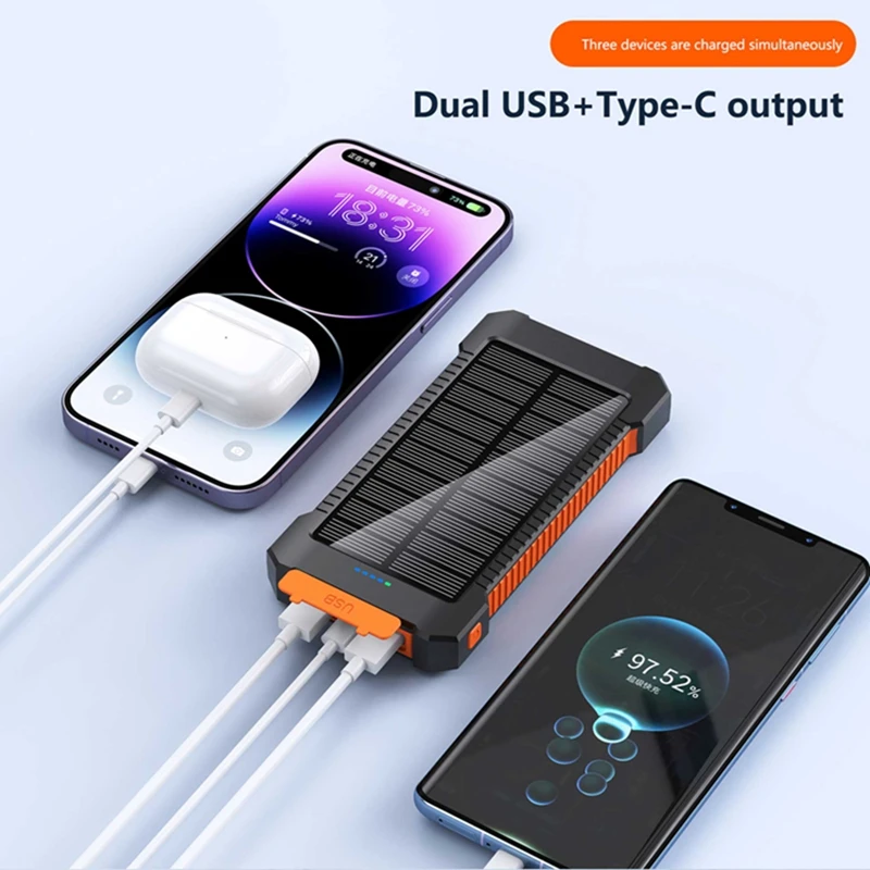 Lenovo 500000mah Solar Power Bank Portable Large Capacity Super Fast Charging Outdoor External Battery For Huawei Iphone Samsung - Image 4