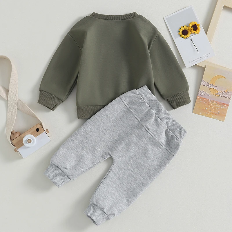 Citgeett Autumn Toddler Boys Fall Outfits Letter Print Long Sleeve Sweatshirts and Pants Spring Clothes Set - Image 3
