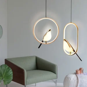 Rotatable Magpie Bird LED Pendant Light for Bedside Bedroom Indoor Gold Silver Hanging Lighting Chandelier Lamps Foyer AC85-265V